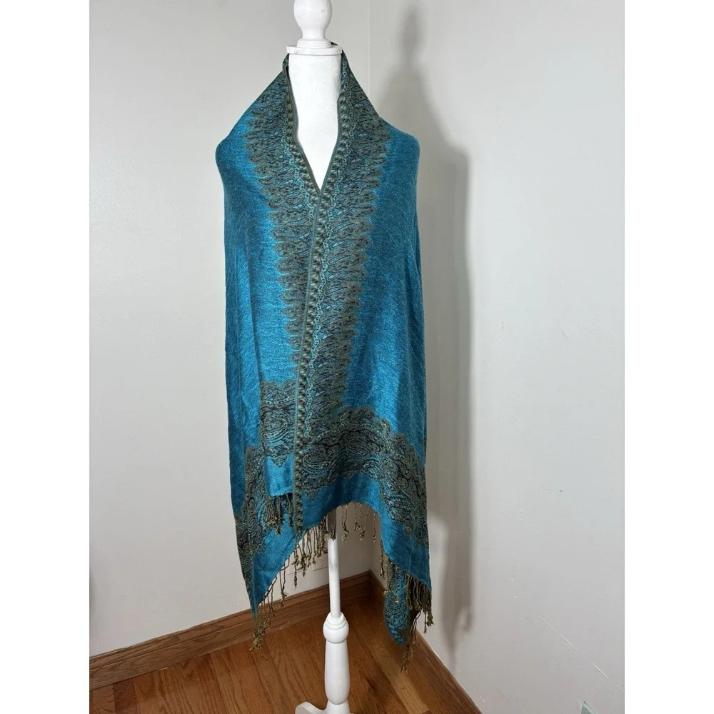 pashmina scarf wrap shawl Pashmina/silk Blue Casual